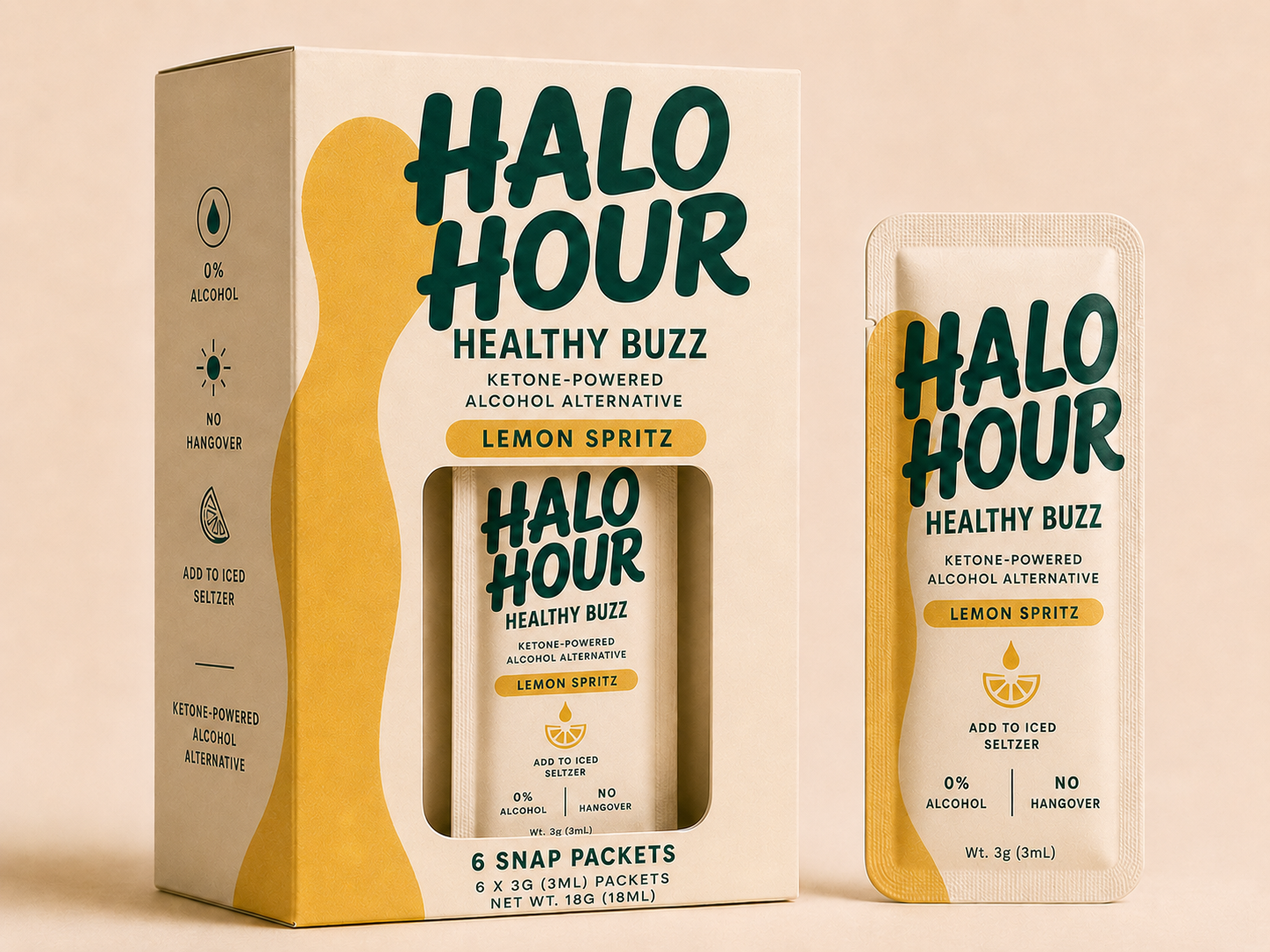 Halo Hour 6-pack box with a single snap packet