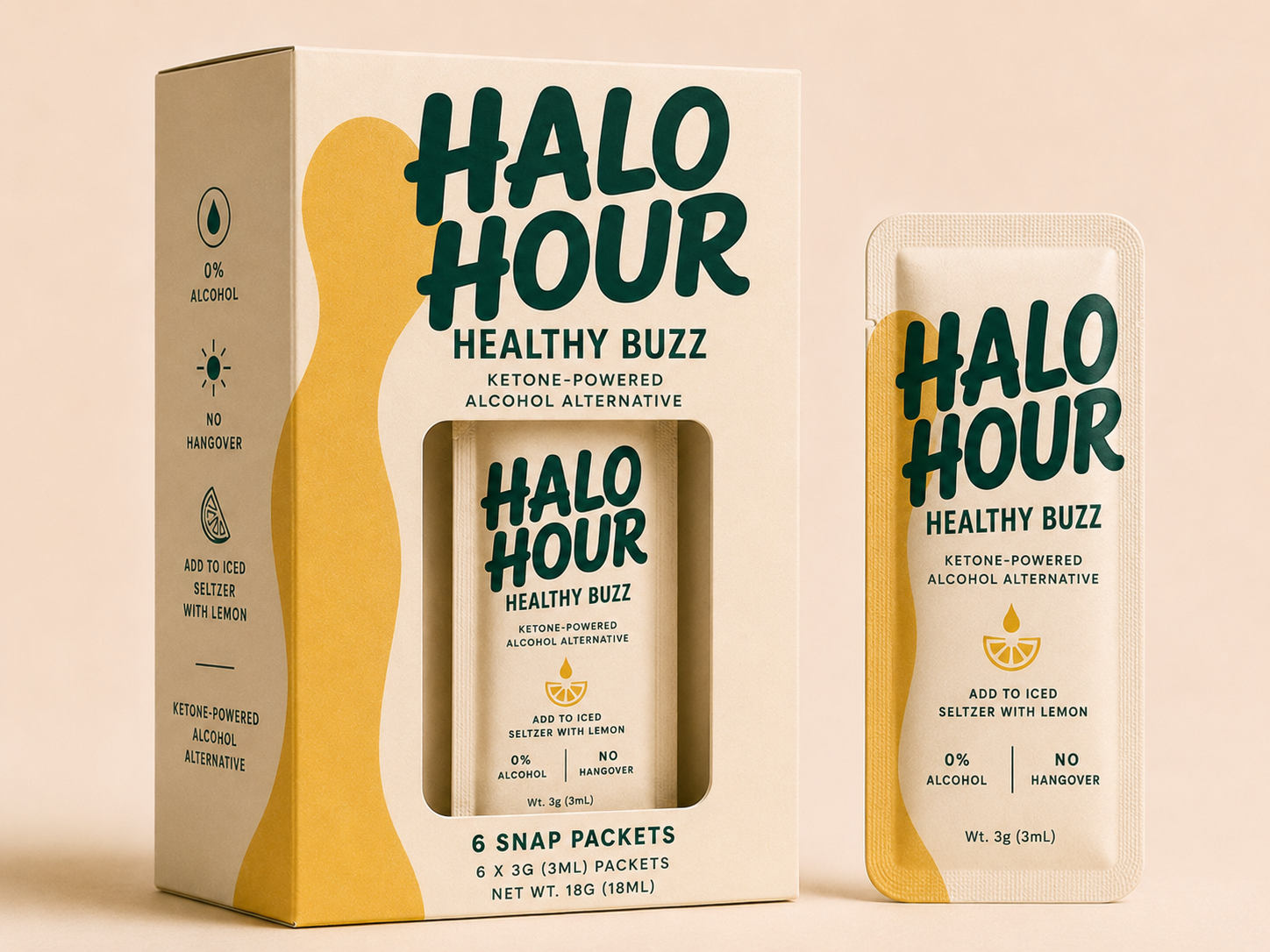 Halo Hour 6-pack box with a single snap packet